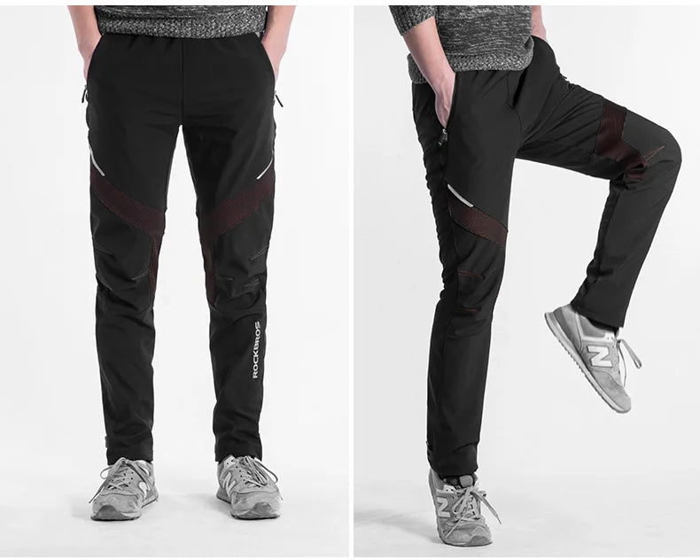 ROCKBROS Winter Cycling Pants Men Fleece Sport Reflective Trousers Keep Warm Thermal Bicycle Bike Mtb Pants Running Clothings