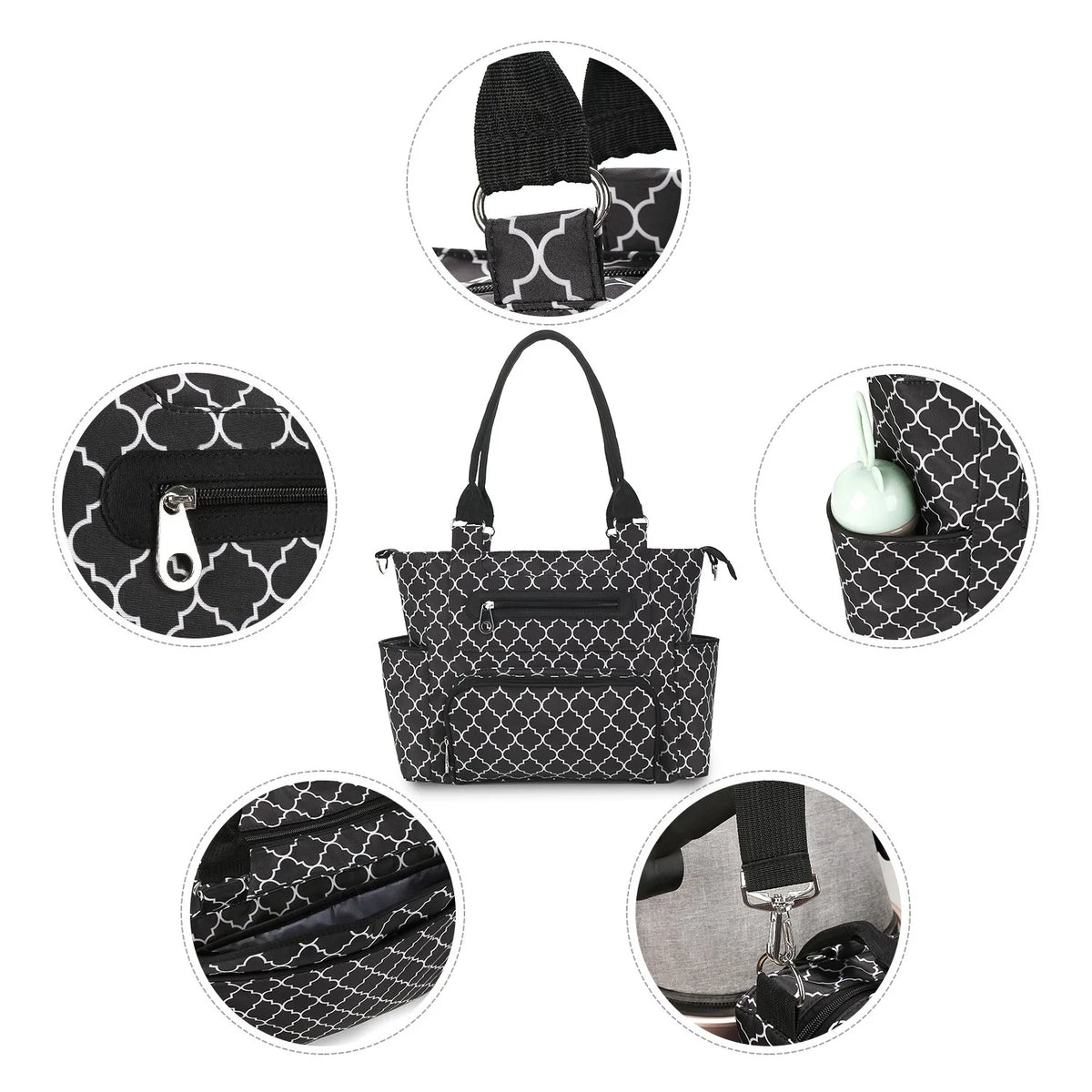 Women Shoulder Bag Travel 7 Pcs/Set Baby Diaper Bags Go Out Large Capacity Newborn Nappy  Bag with Changing Pad Multi-functional