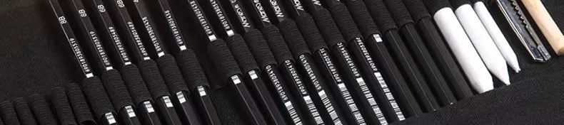 Sketching Pen Set Drawing Kit Student Portable Pen Curtain Charcoal Pencil Sketch Pencil Charcoal Stick Sharpener Eraser Set Box