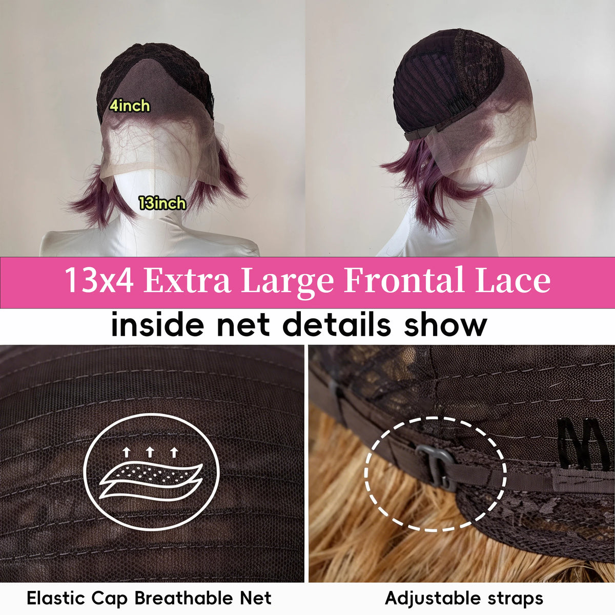 13x4 Lace Frontal Wig 10" Widow's Peak Taro Ash Purple Synthetic Hair Natural Hairline Glueless Cosplay Party Hairpieces Unisex