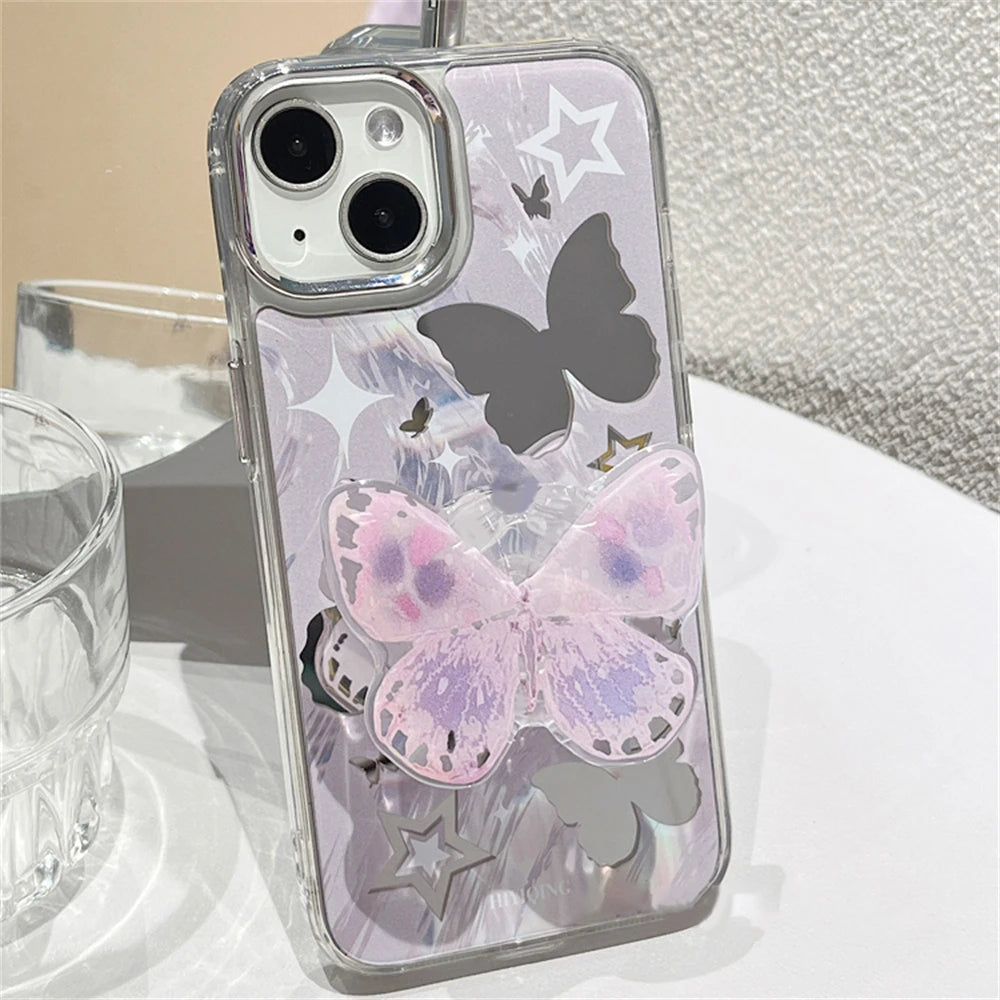 Cute Butterfly Phone Grip Tok Griptok  Holder Ring For iPhone 16 Universal Accessories Lovely Bowknot Phone Stand Bracket Socket