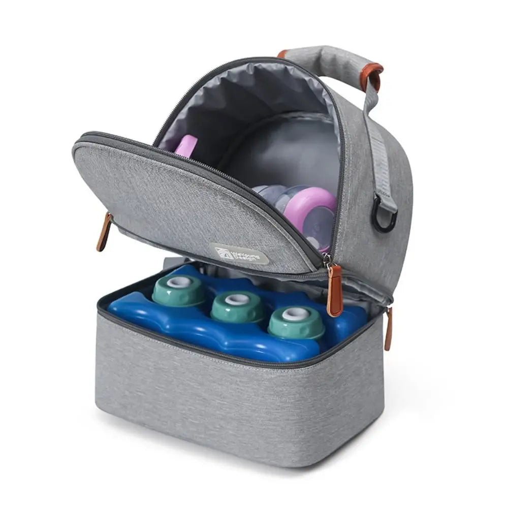 Multifunctional Maternity Backpack Double Layer Lightweight Breastmilk Cooler Bag Large Capacity Portable Lunch Bag Women Kid
