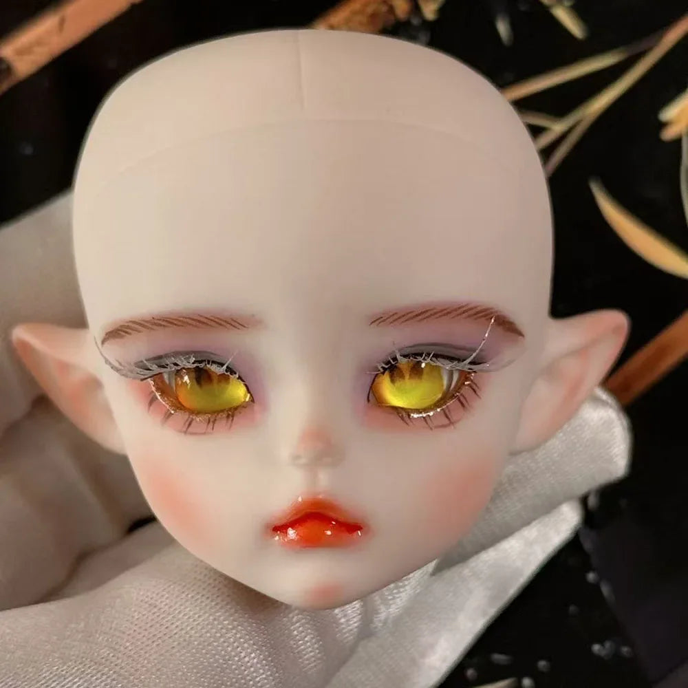 Cute 1/6 BJD Doll Head Handmade Elf Makeup Dolls White Eyelash 30cm Doll Kids Toy Gift Dolls for Girls