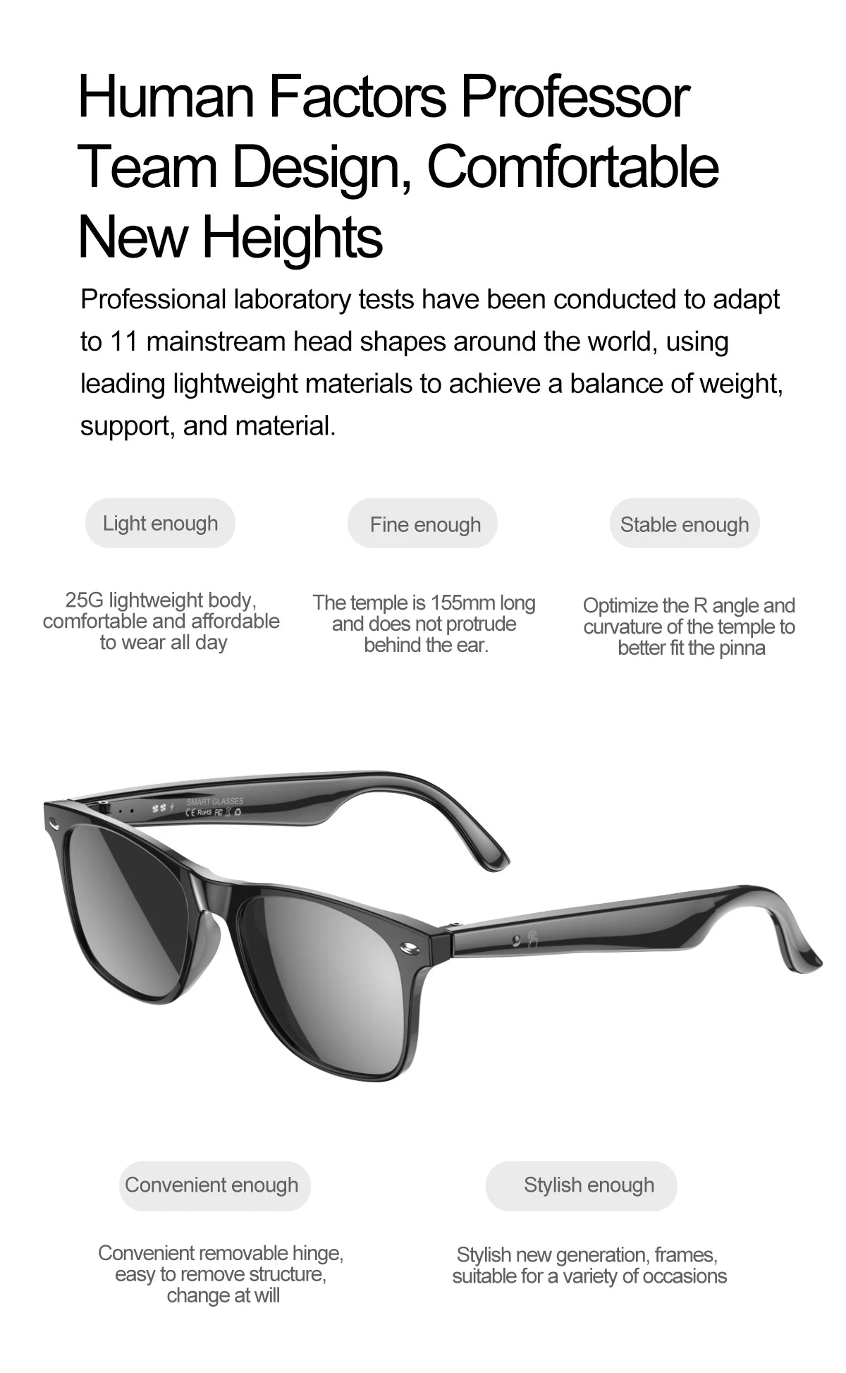 Upgrade Smart Glasses 134 Online Languages AI Automatic Translation Conversation with Speaker UV Protected Bluetooth Sunglasses
