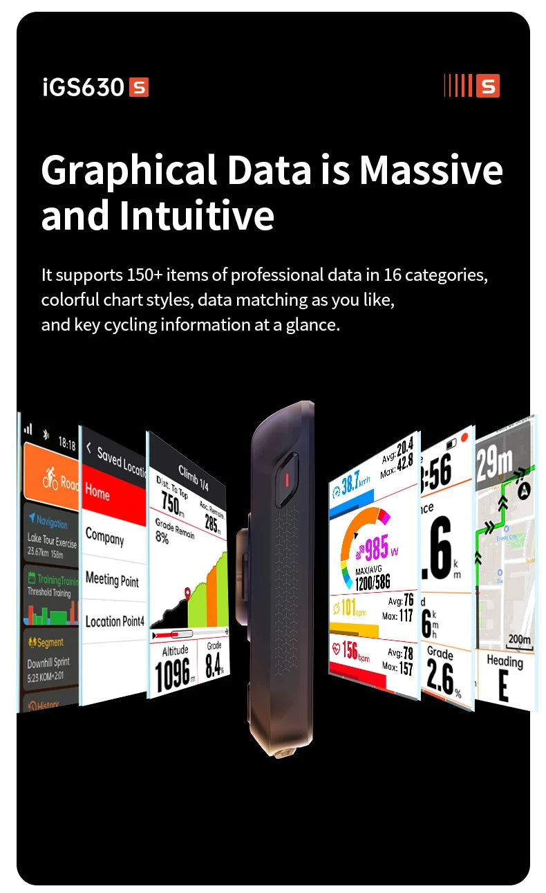 iGPSPORT iGS630S GPS Bike Computer Global Map Navigation Support Yaw planning Smart Climb Planning Indoor Bike Training
