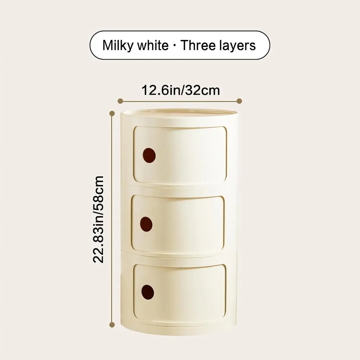 Round Nightstand with 3 Drawers, Modern Style Side Table, Multifunctional End Table Storage Cabinet for Living Room, Bedroom