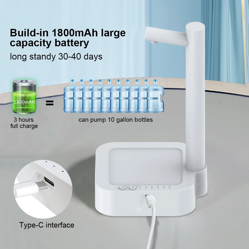 Electric Water Gallon Pump Automatic Water Dispenser Pump 19 Liters Desktop Portable Water Pump Bottle Barrel T30 Rechargeable