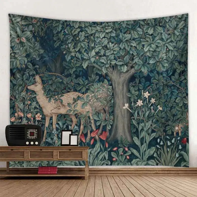 Psychedelic Animals Tapestry Wall Hanging Retro Tropical Plants Background Cloth Boho Hippie Kawaii Home Decor Yoga Mat Sheets