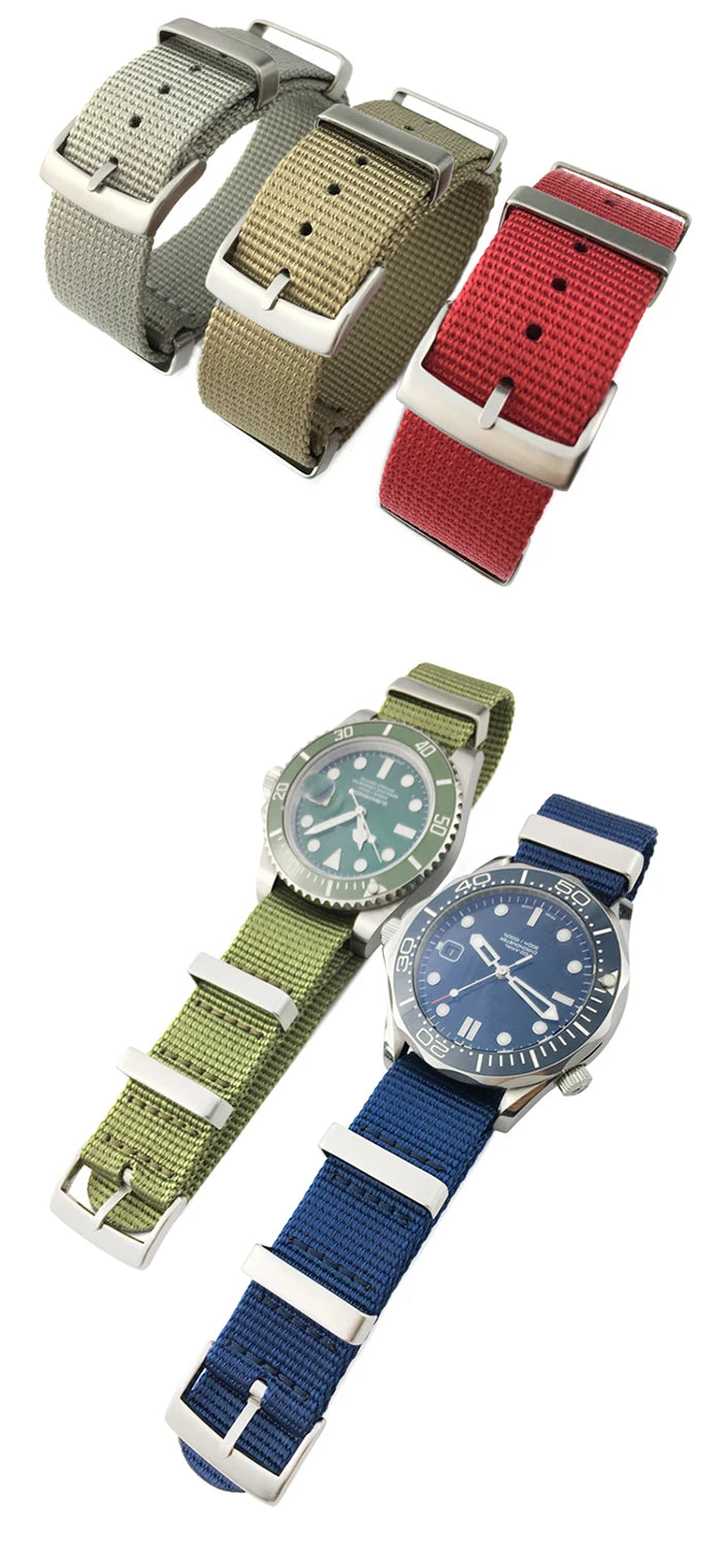19mm 20mm 21mm 22mm Nylon Canvas Watchband Fit for Omega Seamaster 300 007 AQUA TERRA 150 Seiko Tissot Rolex Watch Strap