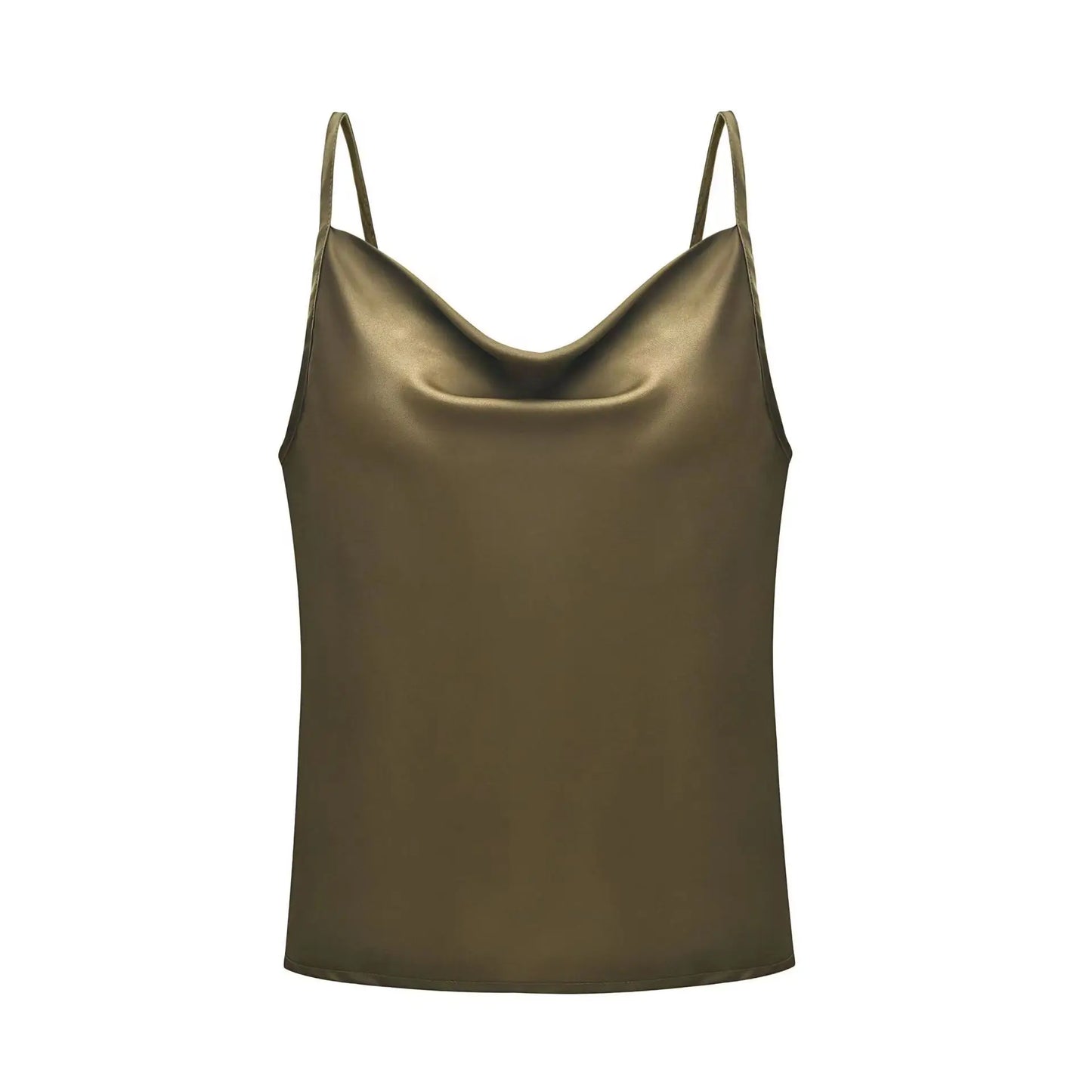 Summer Sexy Satin Strap Vest Top Sleeveless Inner Wear Base Tank Top Backless Splice Straight Cut Regular Length Women's Vest