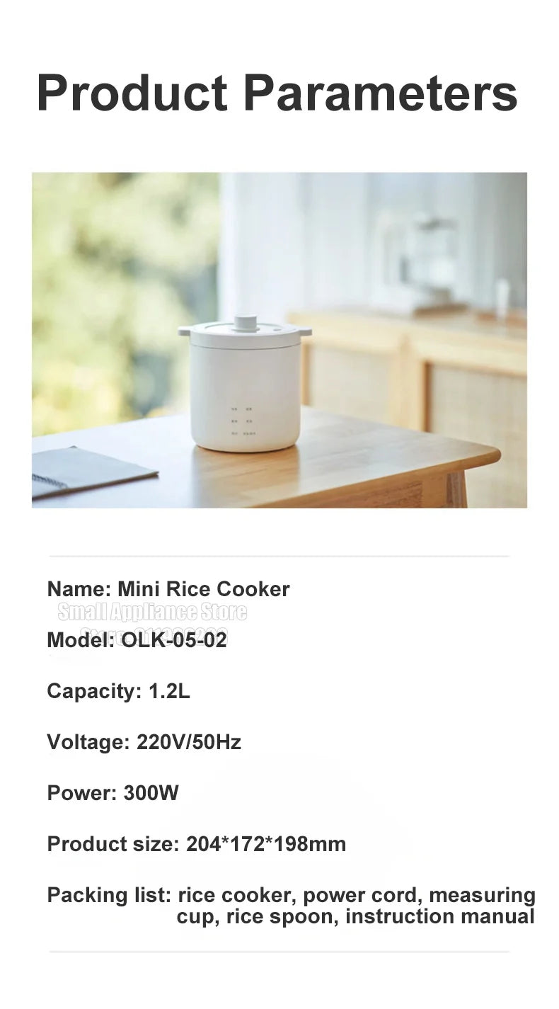 Olayks Rice Cooker 1.2L Multifunctional Electric Cooker 25min Fast Cooking For Dormitory Office Mini Portable Electric Hot Pot