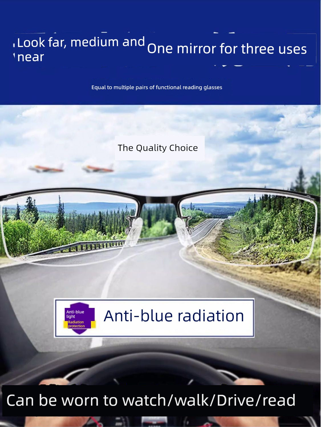 Reading Glasses Men's Smart Zoom Dual-Use Anti-Blue Light Anti-Fatigue Ultra Light Clear Middle-Aged and Elderly Brand Glasses Women