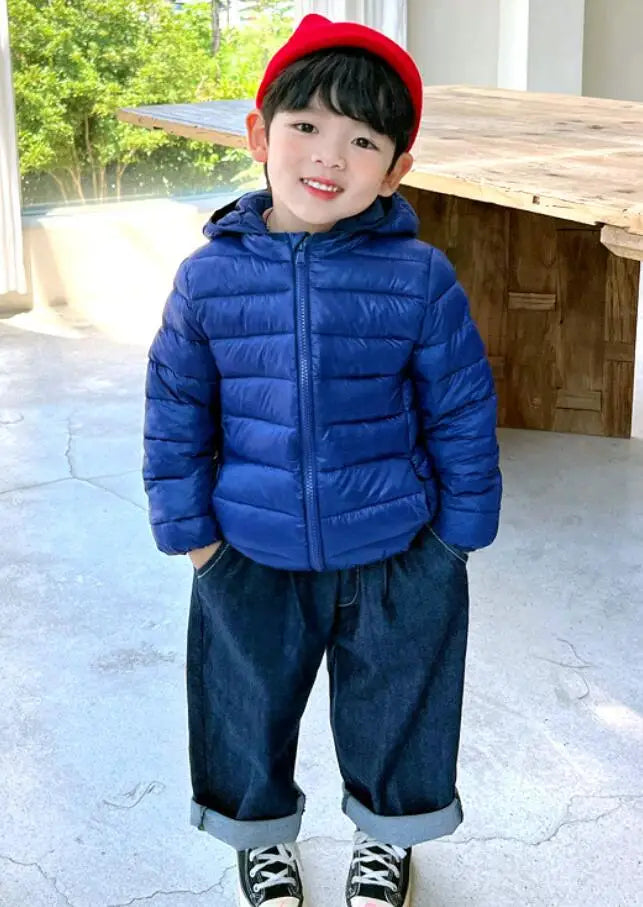 Girls Light Down Cotton Jacket Baby Boys Snowsuit Jackets Autumn Children Clothing 2-8 Years Fashion Kids Hooded Outerwear Coats