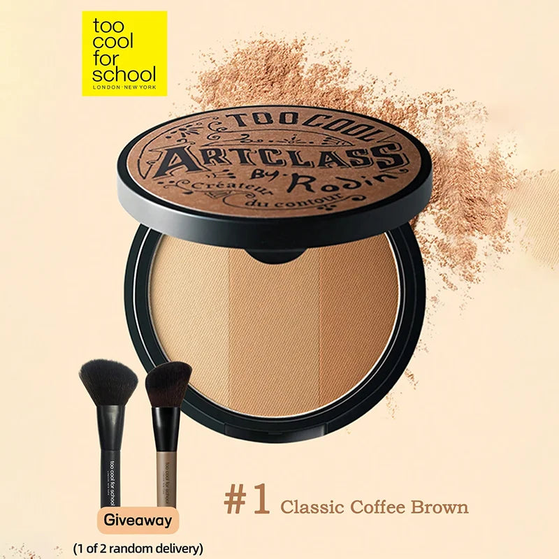 K-Beauty Matte Powder Contour Palette，with Brush, Light, Smooth, Velety Texture ,With mirror, Slimming Facial, Natural Gradation