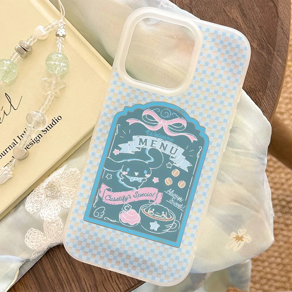 Cute Cinnamoroll Transparent Clear Frosted Shockproof Phone Case for IPhone 17 16E 16 15 14 Plus 13 12 11 Air Plus Pro X XR Max