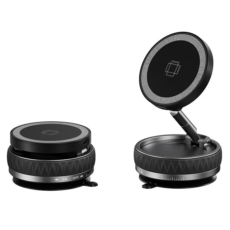 15W Wireless Car Charger Mount,Magnetic Vacuum Suction 360° Rotatable Foldable Portable Multi-Scenario Phone Stand for All Phone