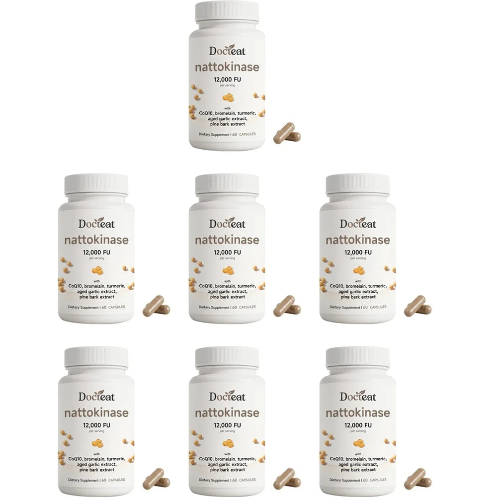 Docteat Nattokinase 12000 FU with CoQ10 Bromelain Turmeric Supports Healthy Blood Flow and Antioxidant Defense 60 Capsules