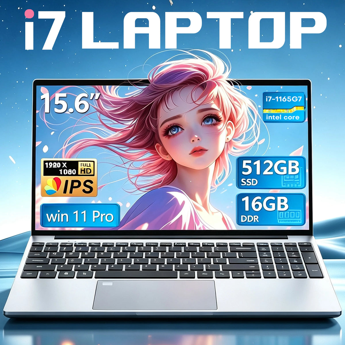 15.6" Intel Core I7-1165G7 Laptop Computer Windows 11 16GB RAM 1/2TB SSD Notebook PC 4K HD Wifi6 Backlit Portable Office Laptops