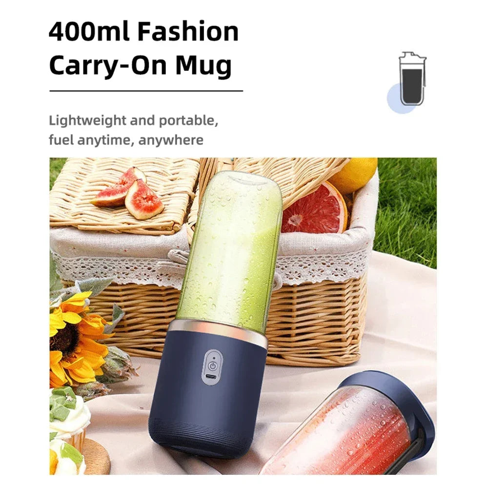 6 Color 400ml Portable USB Blender Electric Travel Juicer Cup For Smoothie Milkshake Kitchen Mini Mixer Tool