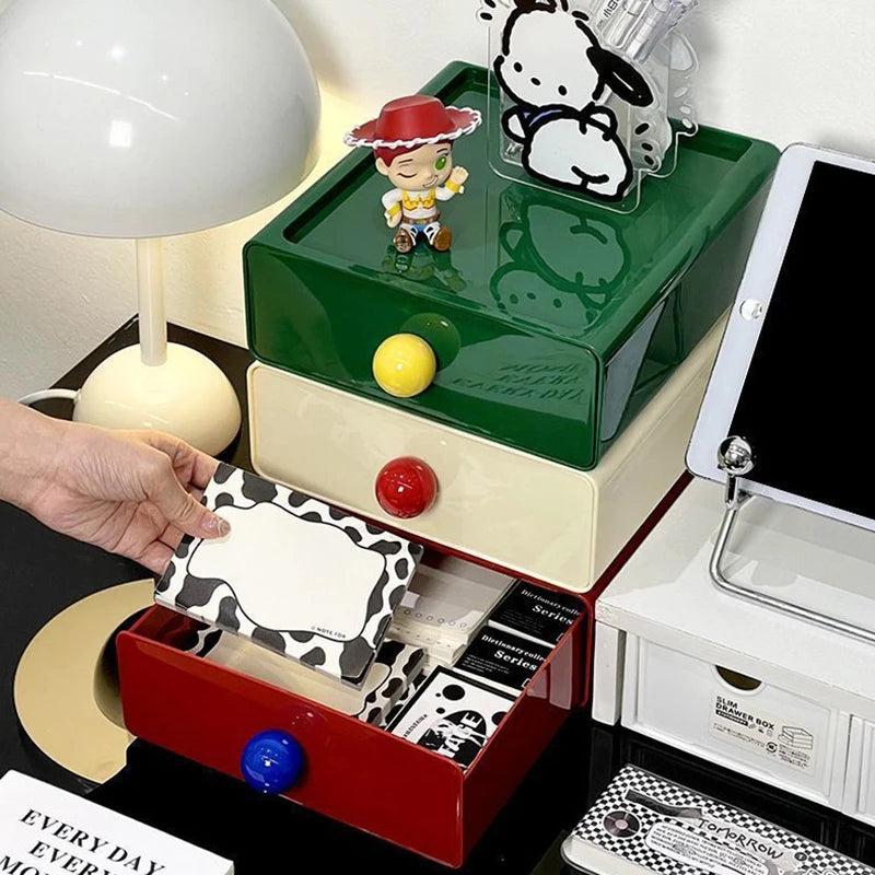 Dopamine Desk Organizer Drawer Box Desktop Stackable Dust-proof Storage Drawers Large Capacity Stationery Cosmetic Storage Box