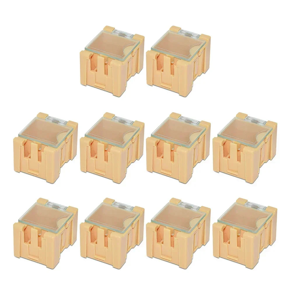 10pcs Electronic Component Container Cases Mini Storage Boxes Kit Plastic Mini Tool Box For Chip Screws Nuts 31.5x21.5x25mm