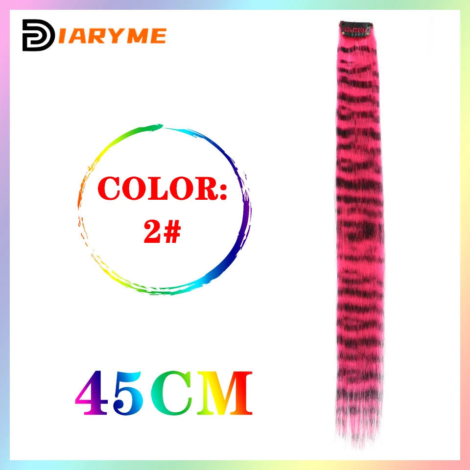 Colorful Hair Extensions Curly One Clip in Synthetic Long Hairpiece For Girls Women Kid Multi-colors Party Highlights Wig Piece
