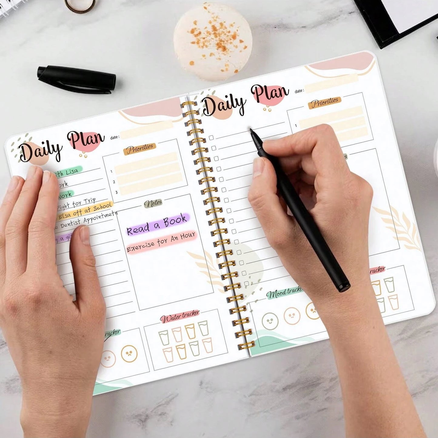 Daily Planner Notebook - Undated To Do List Task with Priorities,Mood Tracker,Notes,Suitable for Office, Home and School