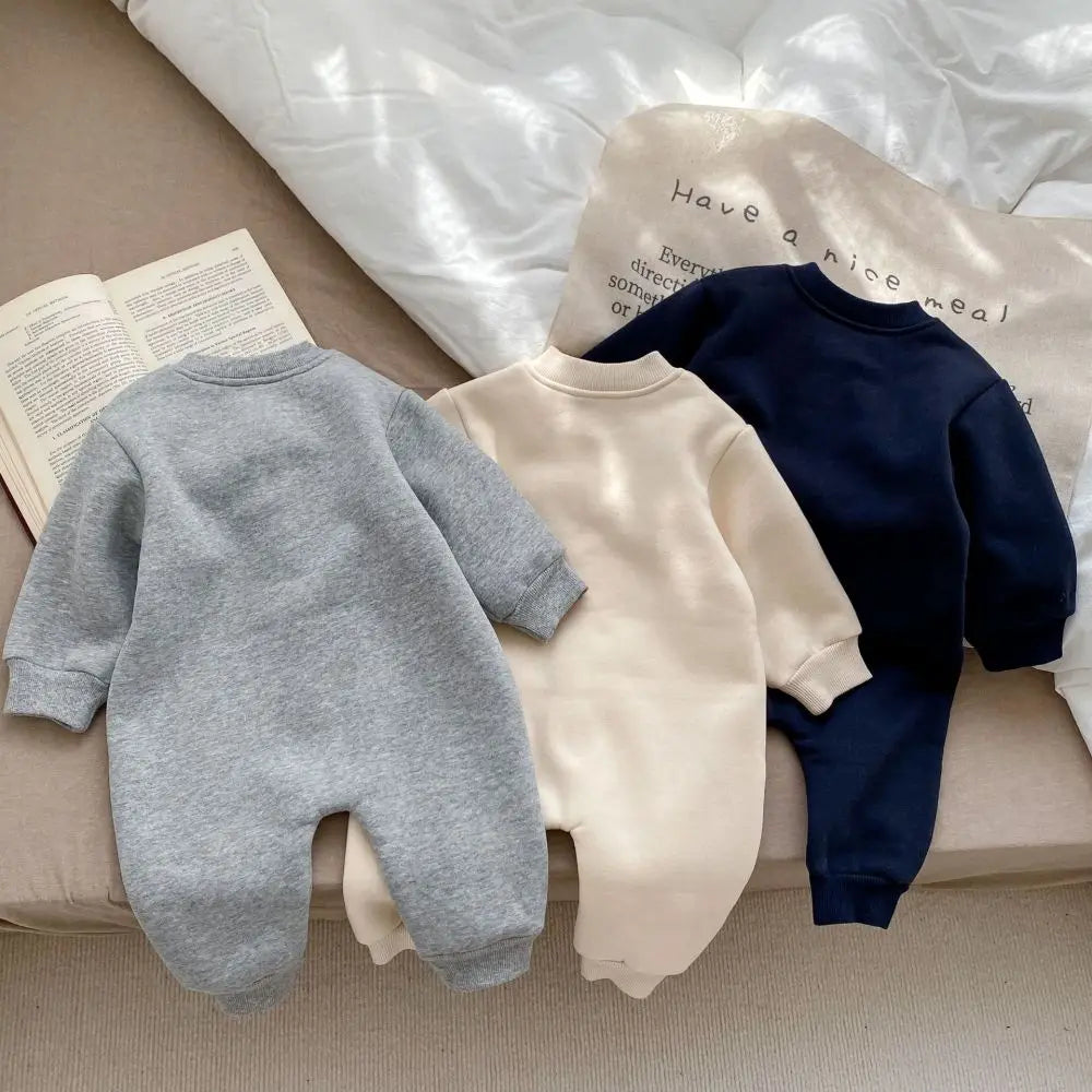 Autumn Winter Newborn Baby Clothes Letter Print Boy Romper Warm Infant Girl Soft Fleece Jumpsuit Pajamas 2023 Bodysuit for 0-24M