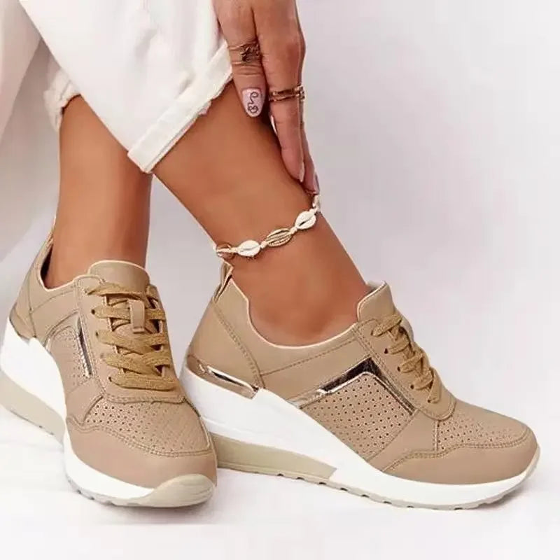 Sneakers Women 2024 Lace-Up Wedge Sport Shoes for Women Vulcanized Casual Platform Ladies Sneaker Tennis Female Zapatos De Mujer