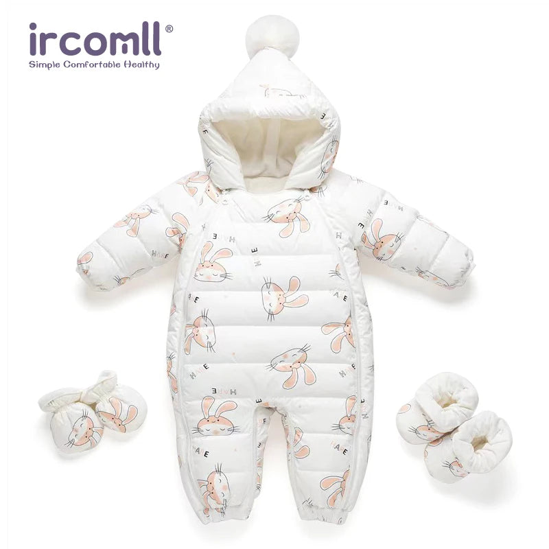 Ircomll Infant Baby Winter Lightweight Duck Down Overalls Fleece Children Jacket Cartoon Rompers For Boys Girls Toddler Jumpsuit