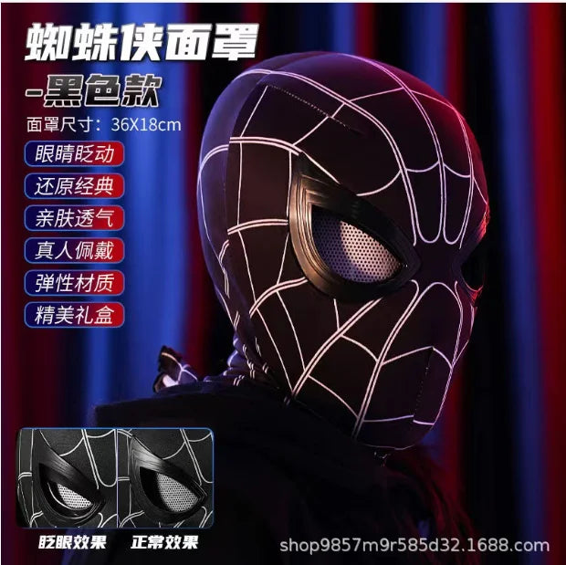 Spiderman Mascara Headgear Cosplay Moving Eyes Electronic Mask Spider Man Remote Control Elastic Toys For Adults Kids Gifts