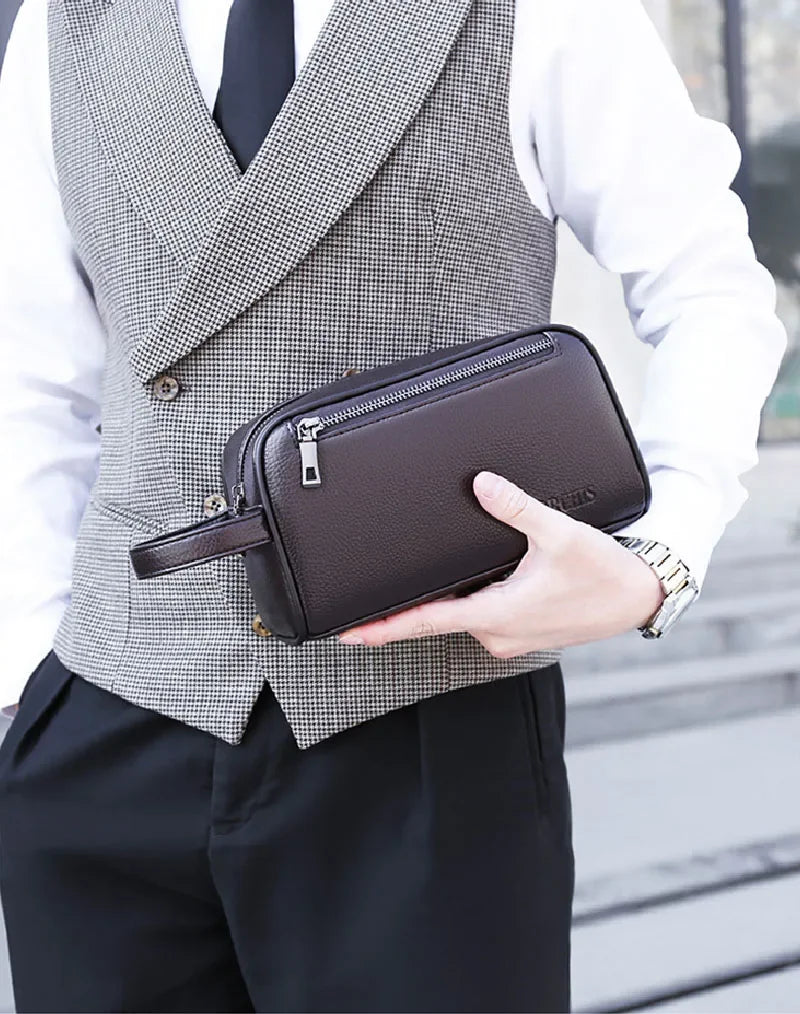 High Quality Genuine Leather Men Clutch Bags Fashion Business Clutches Card Pack Phone Coin Purses Travel Anti-theft Wallet Male