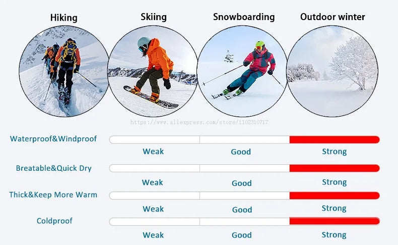 Winter Ski Suit for Men Outdoor Sports Warm Windproof Waterproof Snow Jackets Pants Male Ski Equipment Snowboard Jacket SK032