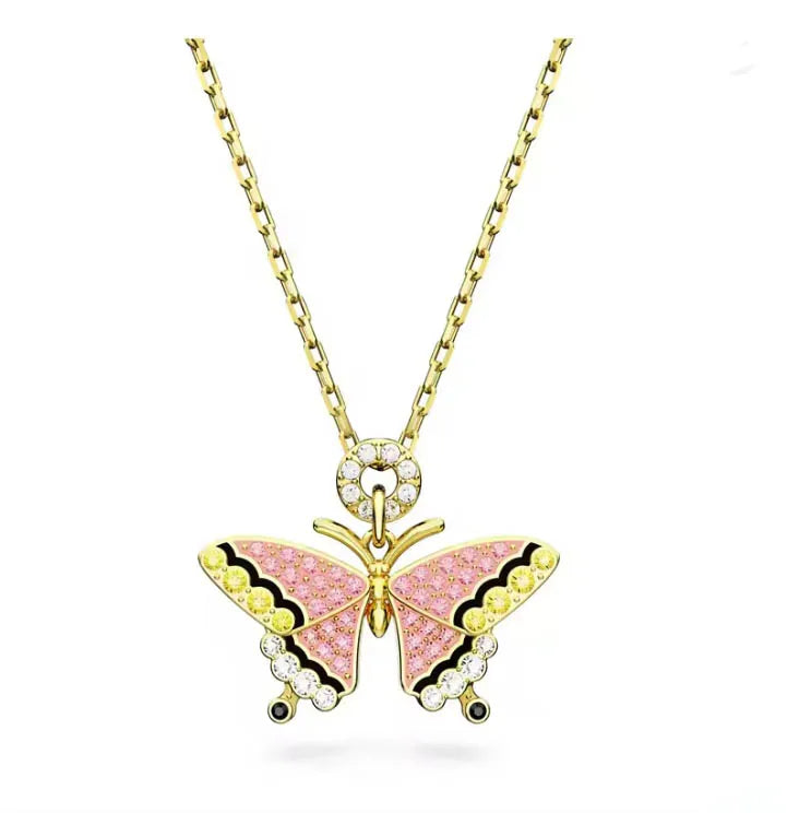 2025 New Exquisite Luxury High Quality S925 Zircon Necklace Pendant Jewelry Set Butterfly Shaped Essential for Daily Wearing