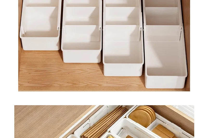 Extendable Drawer Organizer with Adjustable Dividers for Underwear Makeup Socks Office Supplies Kitchen Cabinet Home Storage Box