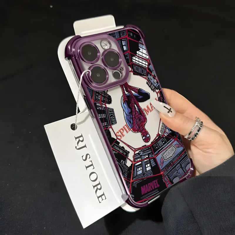 Cool S-Spider-Mans Red Net Plating Phone Case For iPhone 17 17e 16e 16 15 14 13 12 11 Pro Max X XR XSMax Mini Air Plus Anti-Fall