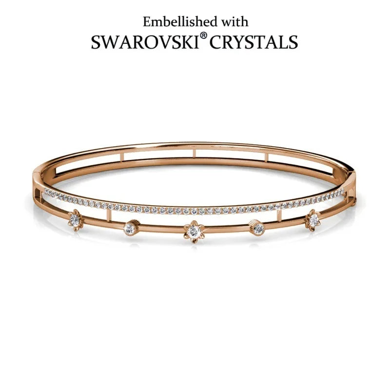 Daisini Crystals From Swarovski Women Bangle High Quality Brass Plated 18k Hand Cuff Bracelet Fashion Jewelry Birthday Gifts