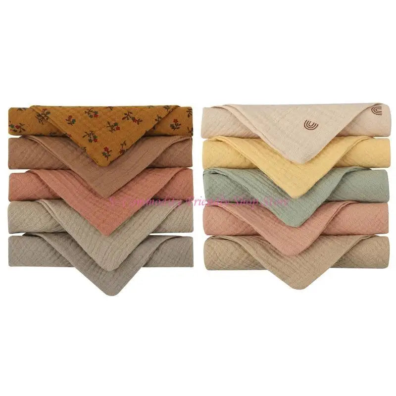 85AE 10Pcs Baby Saliva Towels Muslin Cloth Hand Face Wipes Bib Handkerchief Washcloth