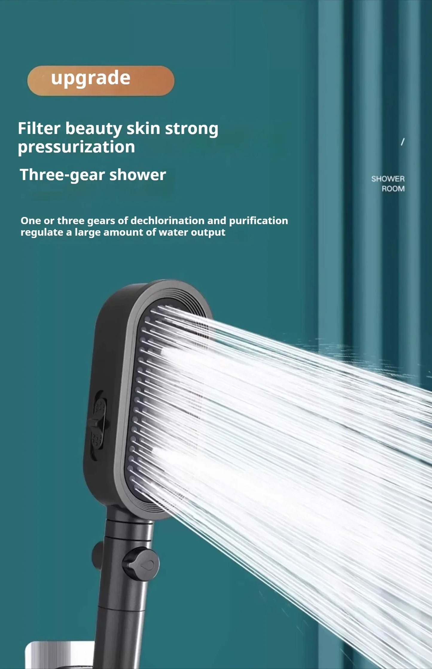 1PC 3 Modes Handheld Filtered Shower Head Hard Water Filter Showerhead Powerful High Pressure Showerhead with On-Off Switch