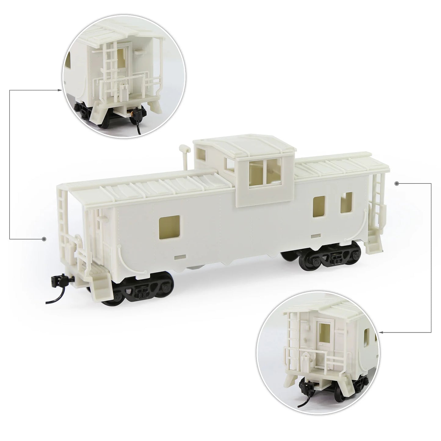Evemodel 1pc HO Scale 1:87 Blank Unassembled 36' Wide Vision Caboose Model Wagon C8763JJ