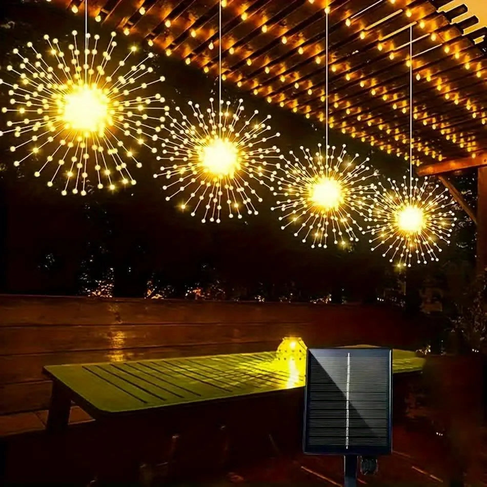 4pcs Solar Firework Lights LED Copper Wire with 8 Modes Solar Powered for Outdoor Wedding Christmas Party Solar Garden Light