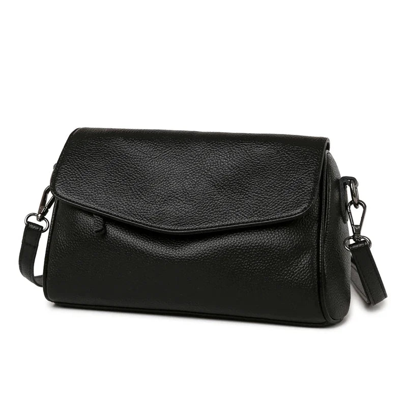 Luxury Solid Color Genuine Leather Ladies Messenger Bag 100% Soft Cowhide Shoulder Crossbody Bags For Women 2026 Female Handbags