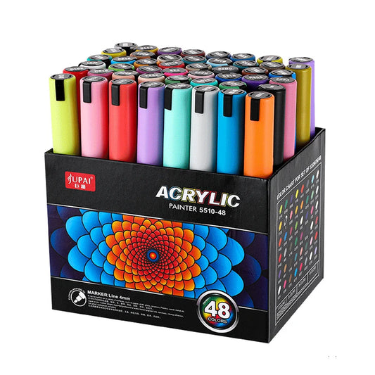 Acrylic paint marker pen set,48/36colors of graffiti pens, water-based, suitable for stone painting, Christmas decoration, wood,