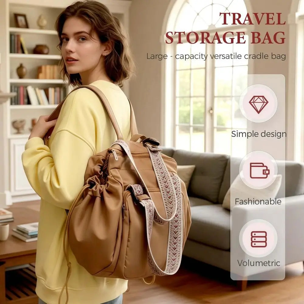 Multifunctional Travel Storage Bag Cradle Design Lightweight Women's Backpack Large Capacity Oxford Cloth Tote Bag