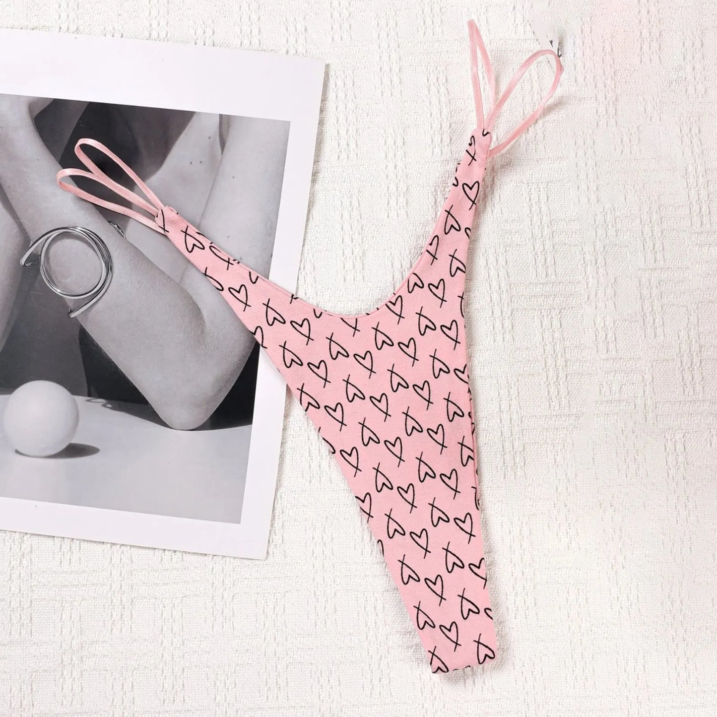 Sexy Printed Seamless T-Back Underwear Women'S Double Strap Hip Lifting Low Waist Panties Pure Cotton 1pc Seamless Thong Briefs