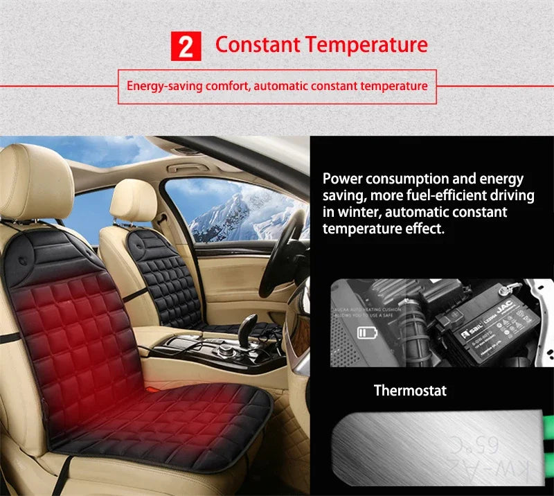 EAFC 12V Car Heating Cushion Heated Seat Pad Heater Winter Warmer Seat Winter seat Protector Auto Seat Cushion Pad Winter Mat