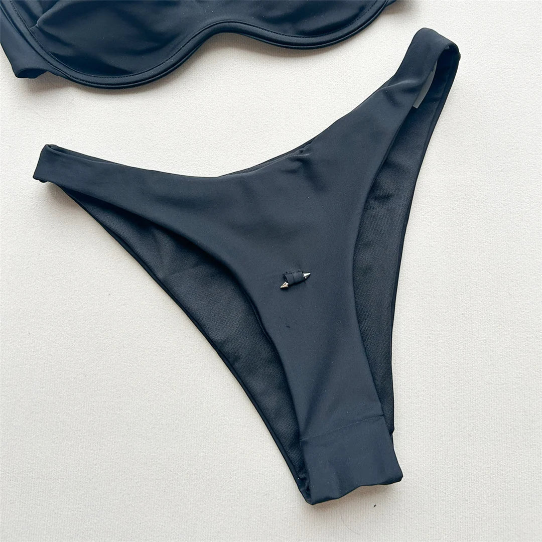 New Underwired Bikini Female Swimsuit Women Swimwear Two-Pieces Bikini Set Brazilian Padded Bather Bathing Suit Swim V7743