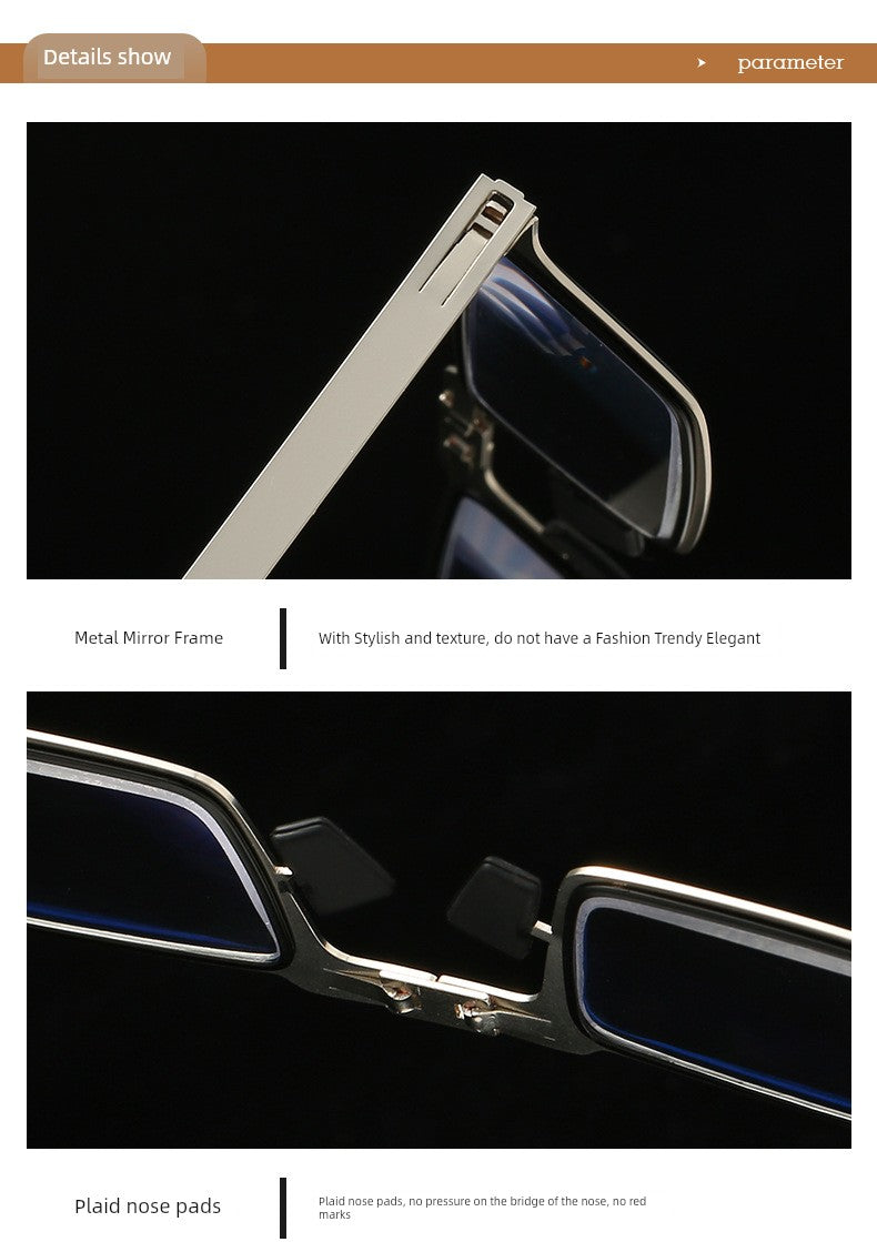 Portable Foldable Reading Glasses Fashion Plaid HD Male Presbyopic Glasses Ultra Light Anti Blue-Ray Non-Fatigue Middle-Aged and Elderly