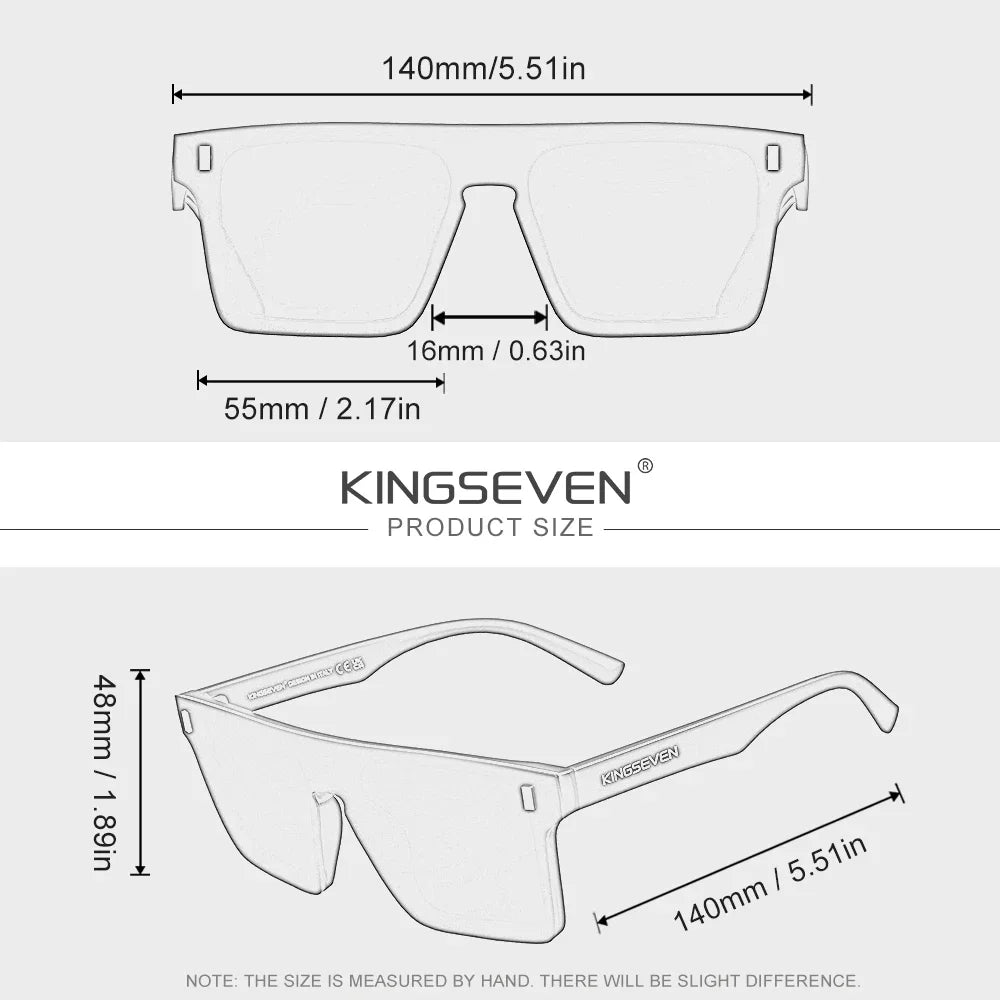 KINGSEVEN Polarized Rimless Frame Men Women Sunglasses Fashion Anti-UV400 Eyewear Travel Summer Glasses