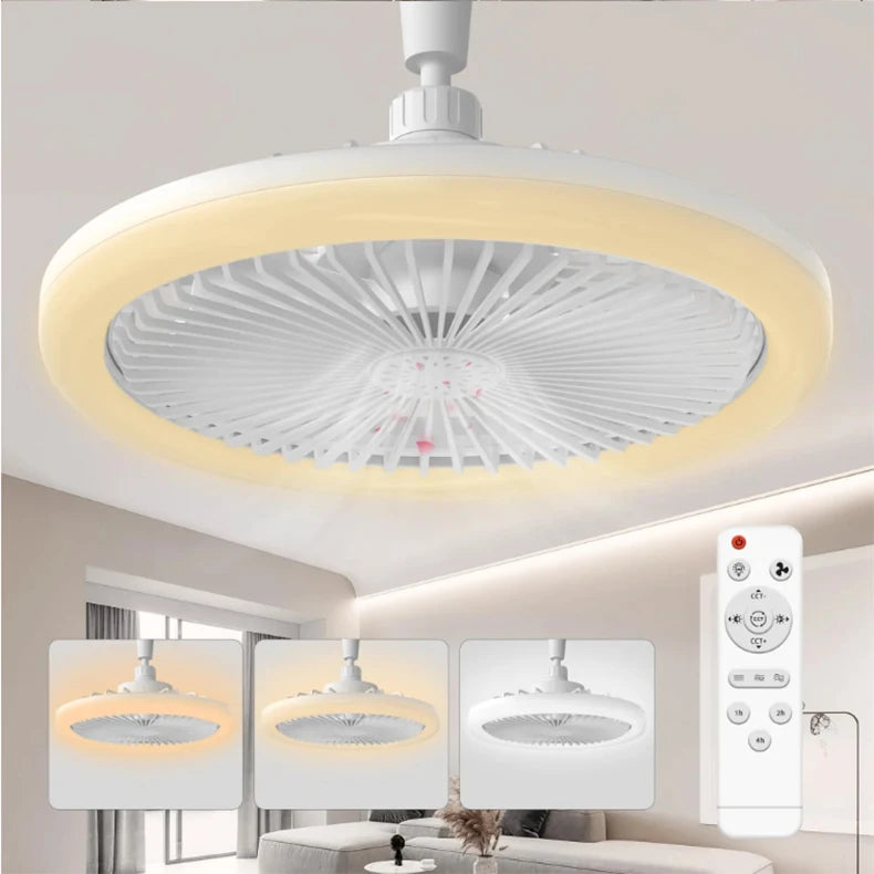Rotatable 3in1 Ceiling Fan Light E27 LED Converter Base Smart Remote Control Bedroom Fans Lamp Study Kitchen Home Decoration